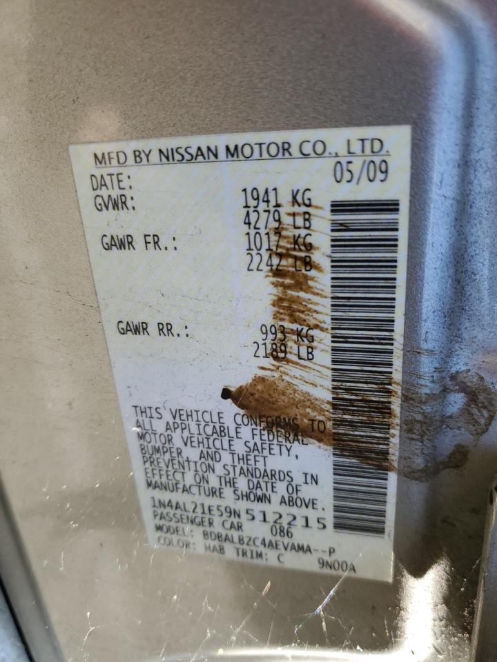 2009 Nissan Altima 2.5 VIN: 1N4AL21E59N512215 Lot: 66588605