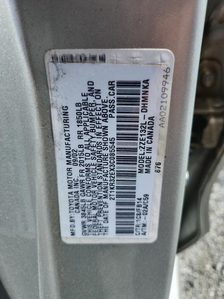 2003 Toyota Corolla Matrix Xr VIN: 2T1KR32EX3C085545 Lot: 63460095