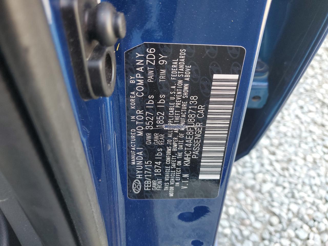 2015 Hyundai Accent Gls VIN: KMHCT4AE8FU887138 Lot: 65164885