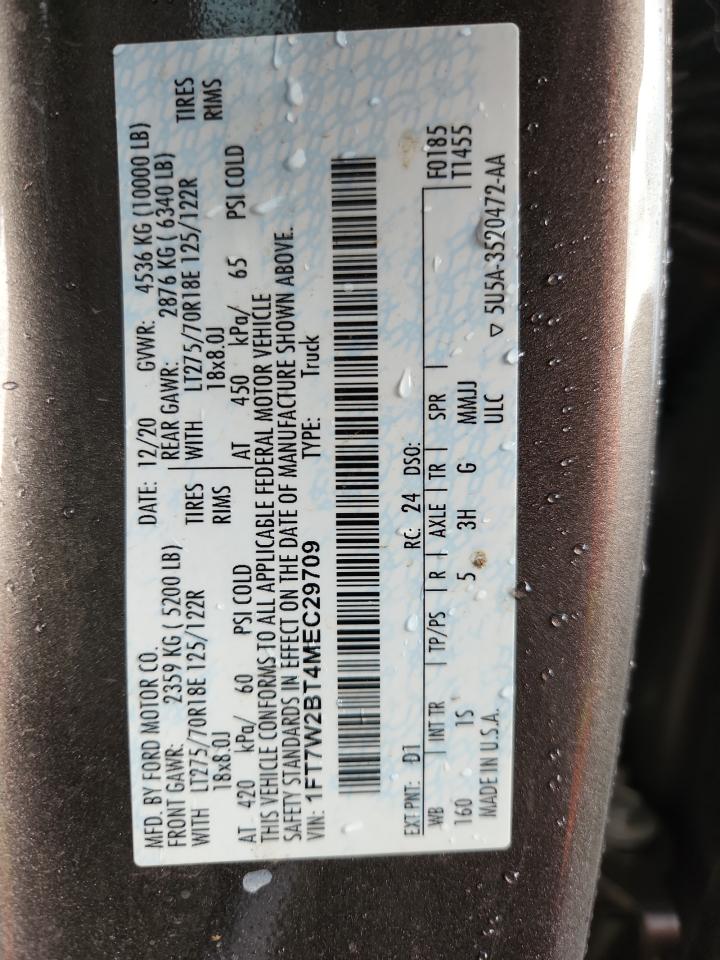 2021 Ford F250 Super Duty VIN: 1FT7W2BT4MEC29709 Lot: 65175005
