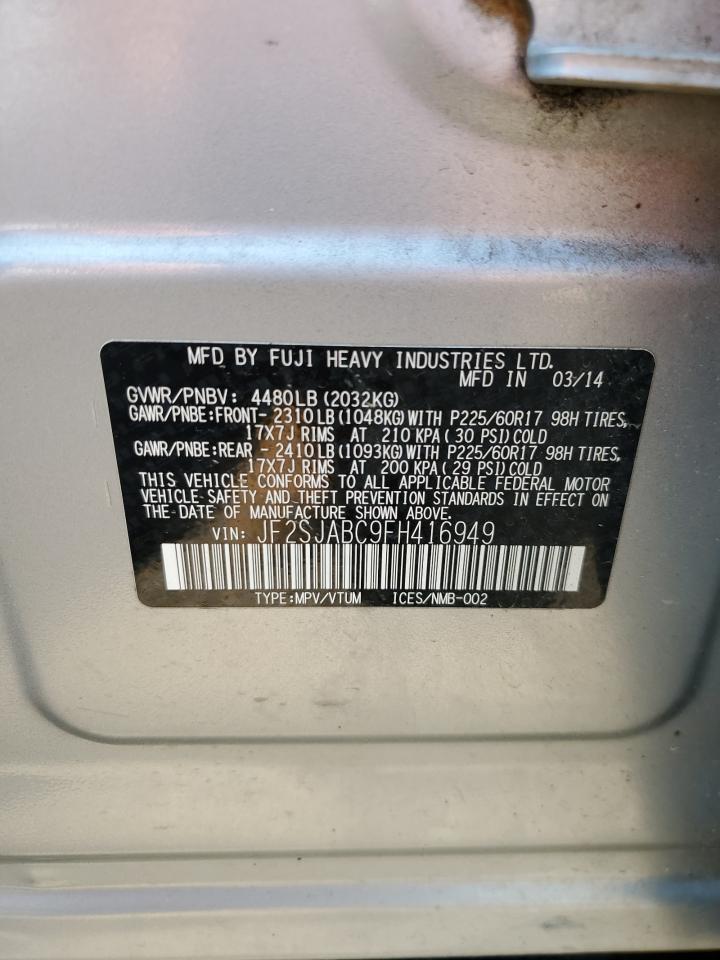 2015 Subaru Forester 2.5I VIN: JF2SJABC9FH416949 Lot: 64314055