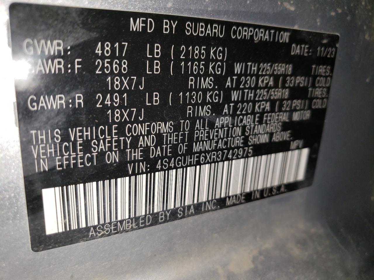 2024 Subaru Crosstrek Sport VIN: 4S4GUHF6XR3742975 Lot: 65767915