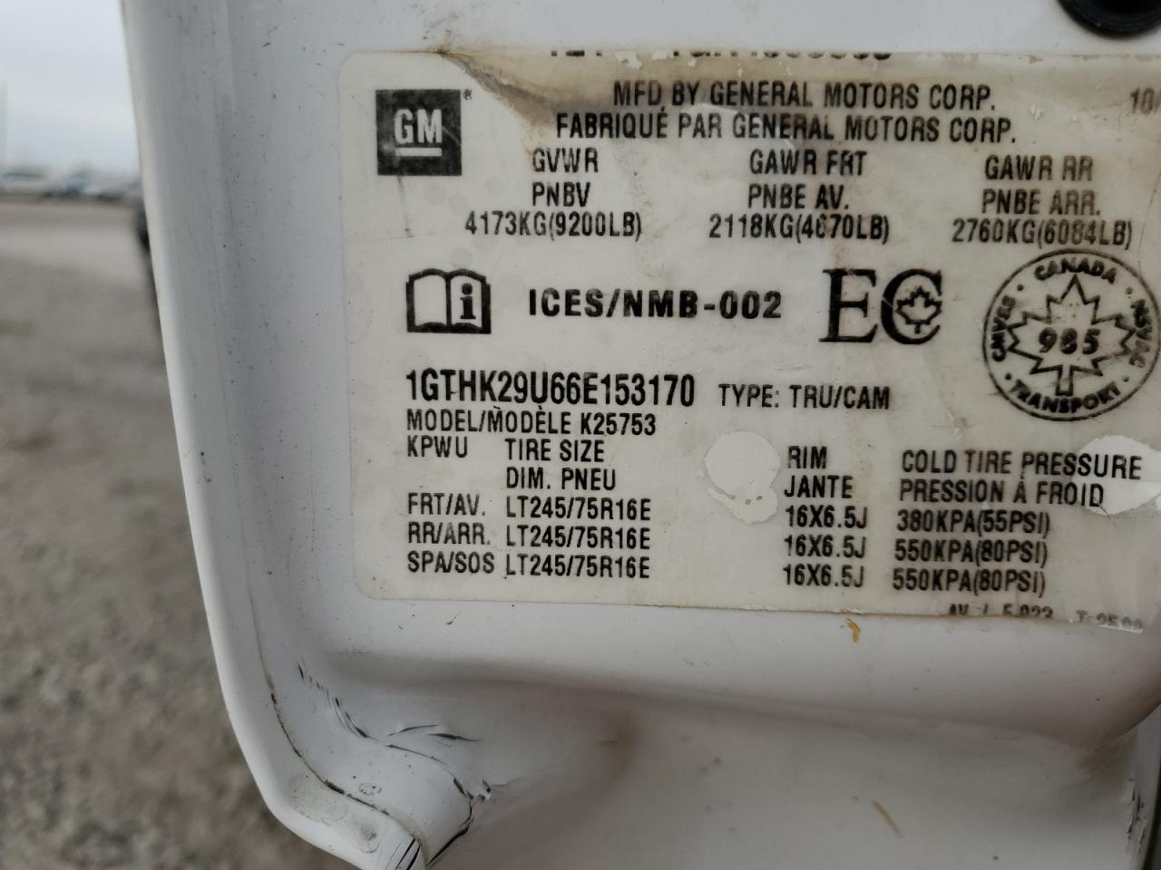 2006 GMC Sierra K2500 Heavy Duty VIN: 1GTHK29U66E153170 Lot: 65241745