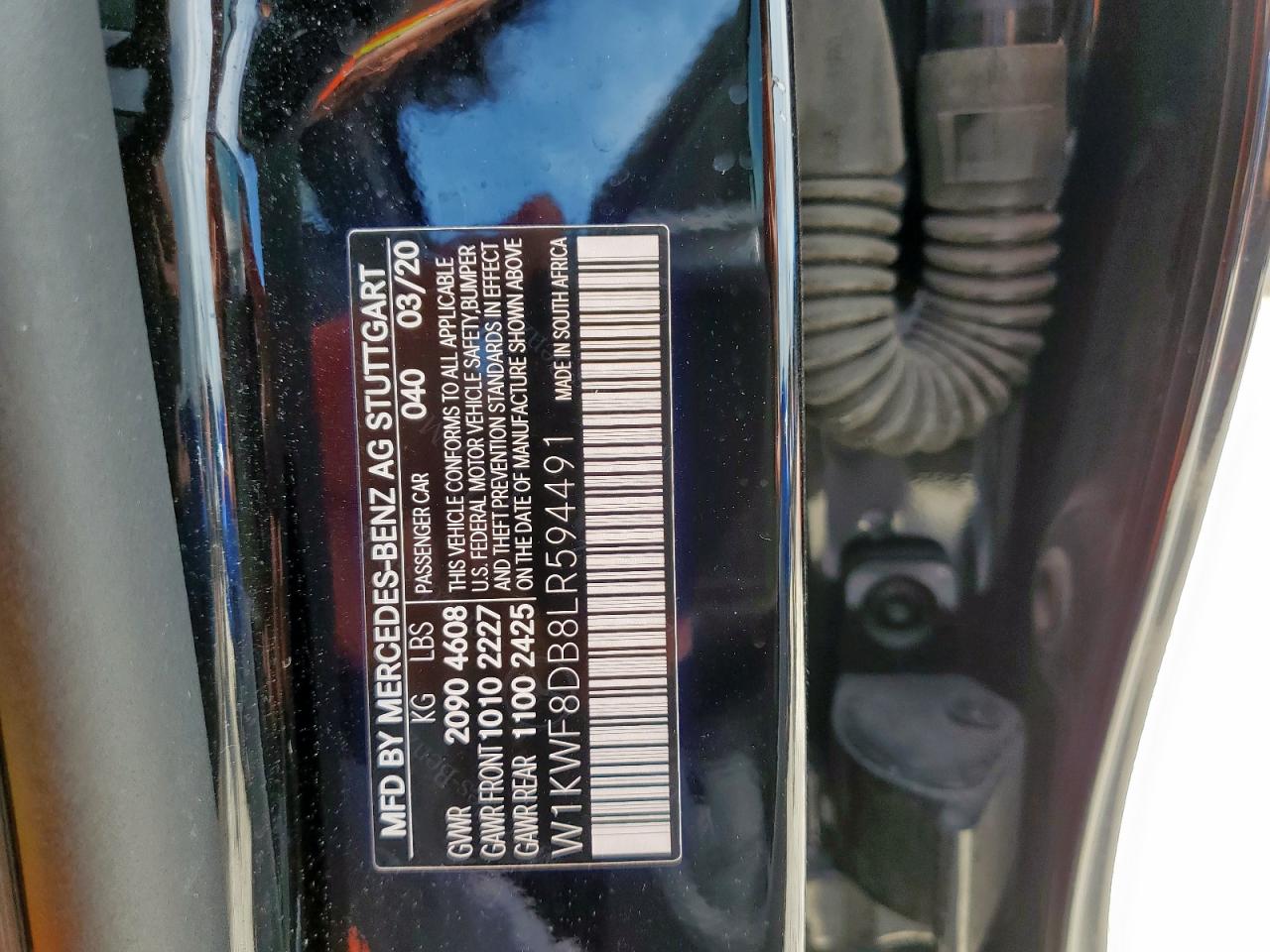 2020 Mercedes-Benz C 300 VIN: W1KWF8DB8LR594491 Lot: 64753145