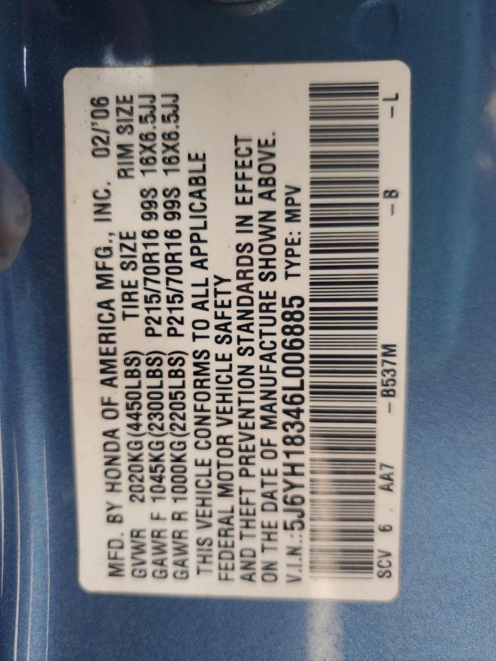 2006 Honda Element Lx VIN: 5J6YH18346L006885 Lot: 66661765