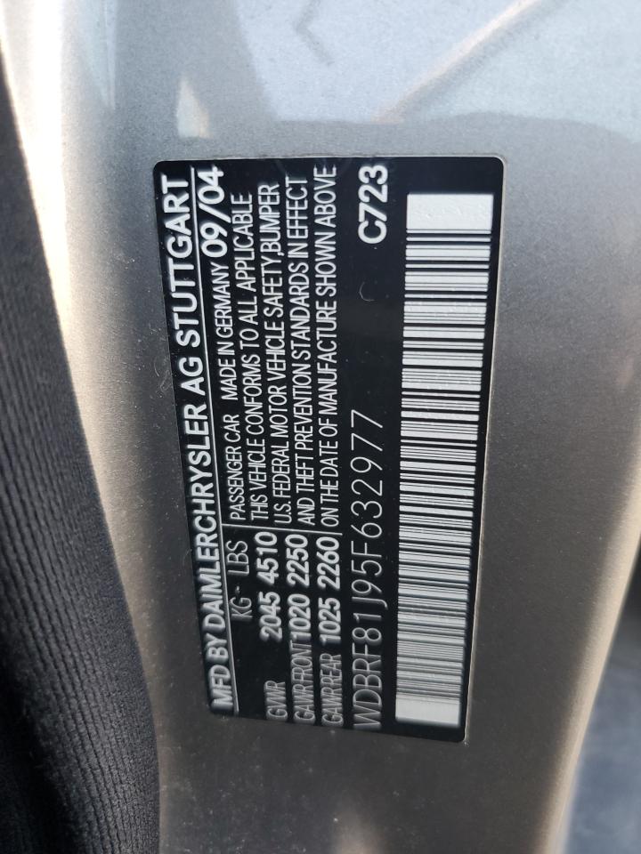 2005 Mercedes-Benz C 240 4Matic VIN: WDBRF81J95F632977 Lot: 62296835