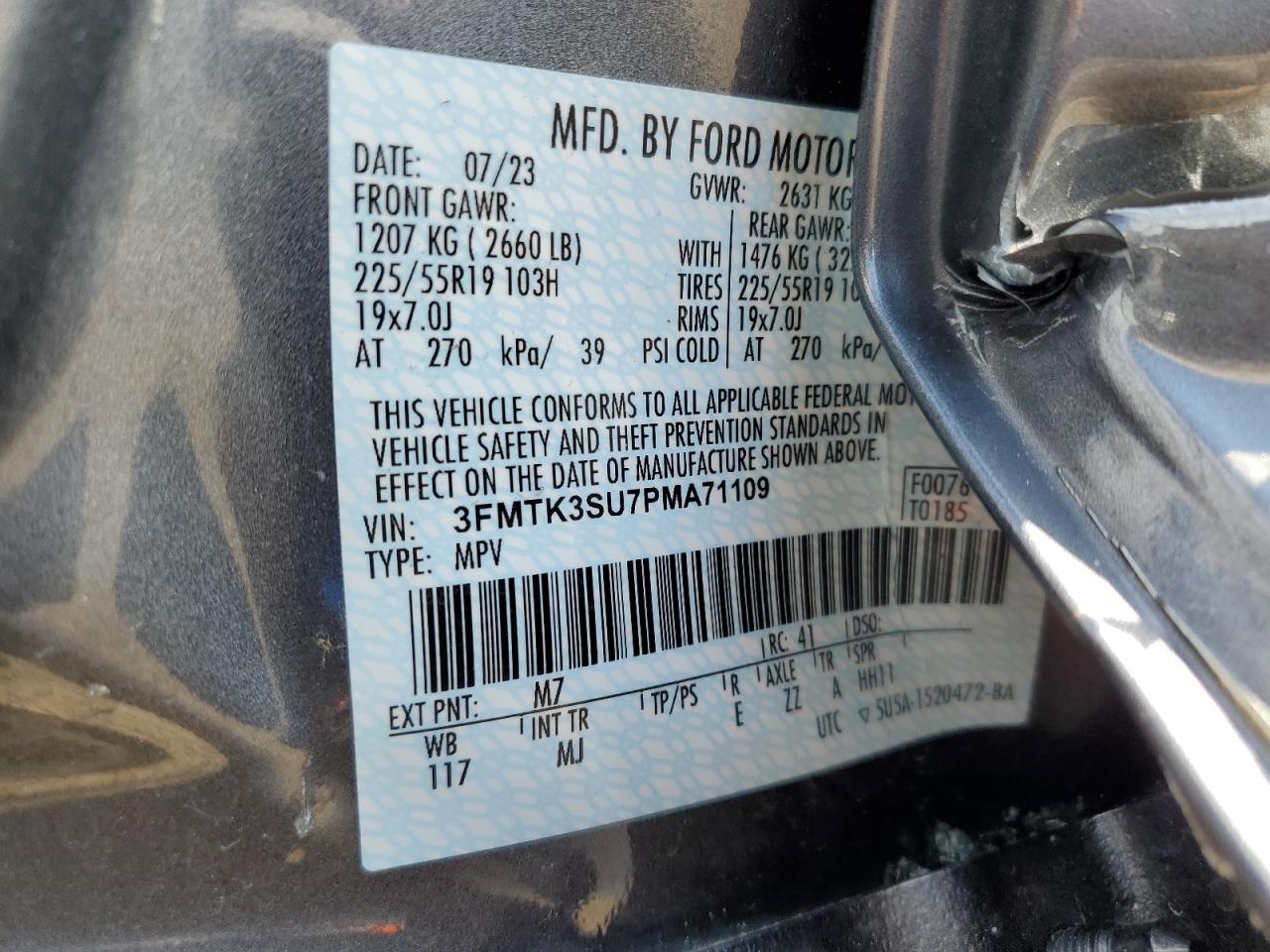 2023 Ford Mustang Mach-E Premium VIN: 3FMTK3SU7PMA71109 Lot: 64607275
