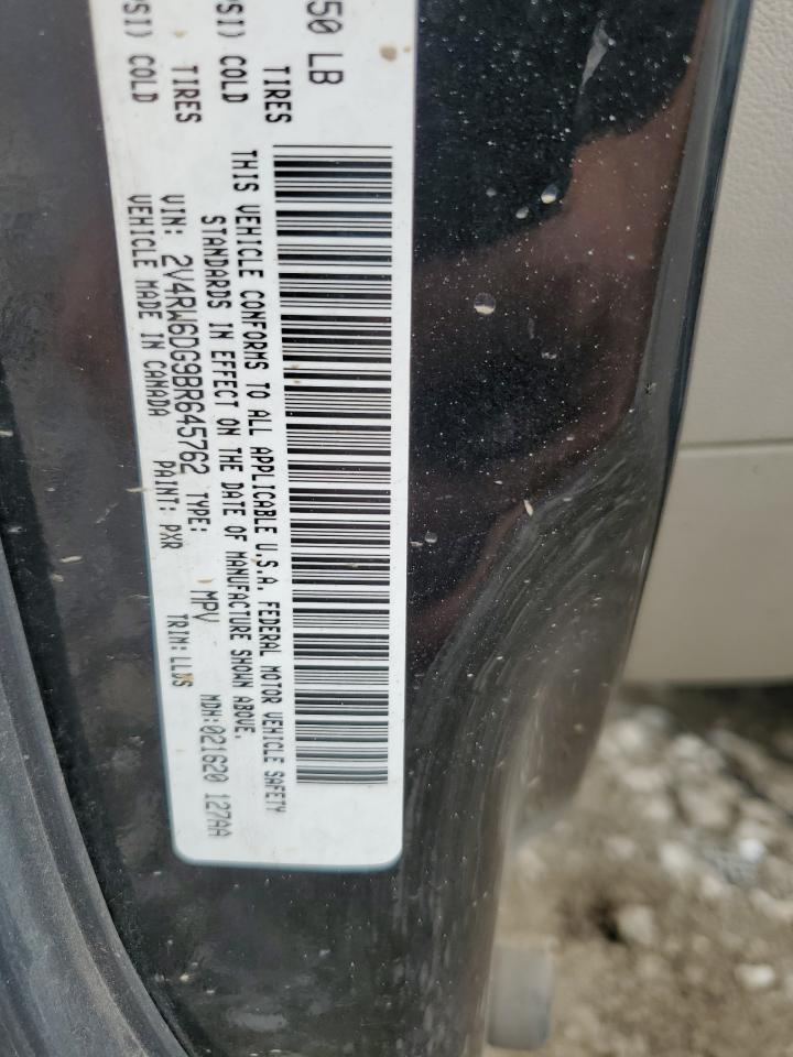 2011 Volkswagen Routan Sel VIN: 2V4RW6DG9BR645762 Lot: 63090165