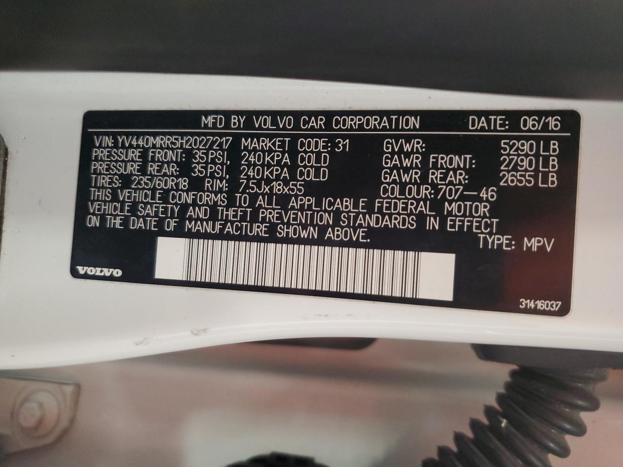 2017 Volvo Xc60 T5 Dynamic VIN: YV440MRR5H2027217 Lot: 62907655