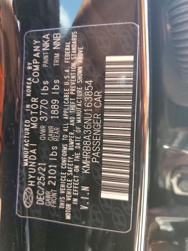2022 Hyundai Venue Se VIN: KMHRB8A36NU163854 Lot: 63194795