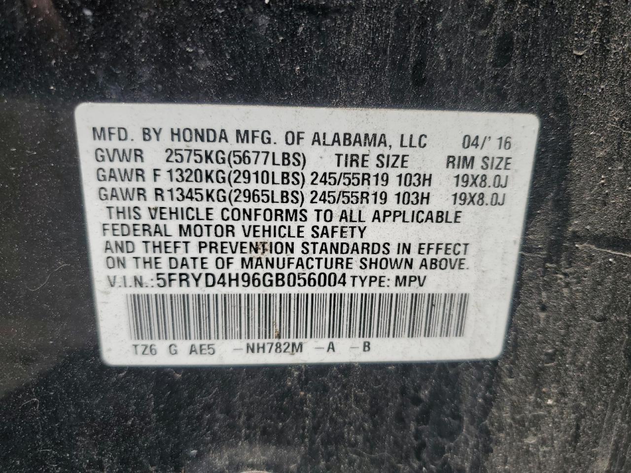 2016 Acura Mdx Advance VIN: 5FRYD4H96GB056004 Lot: 66436265