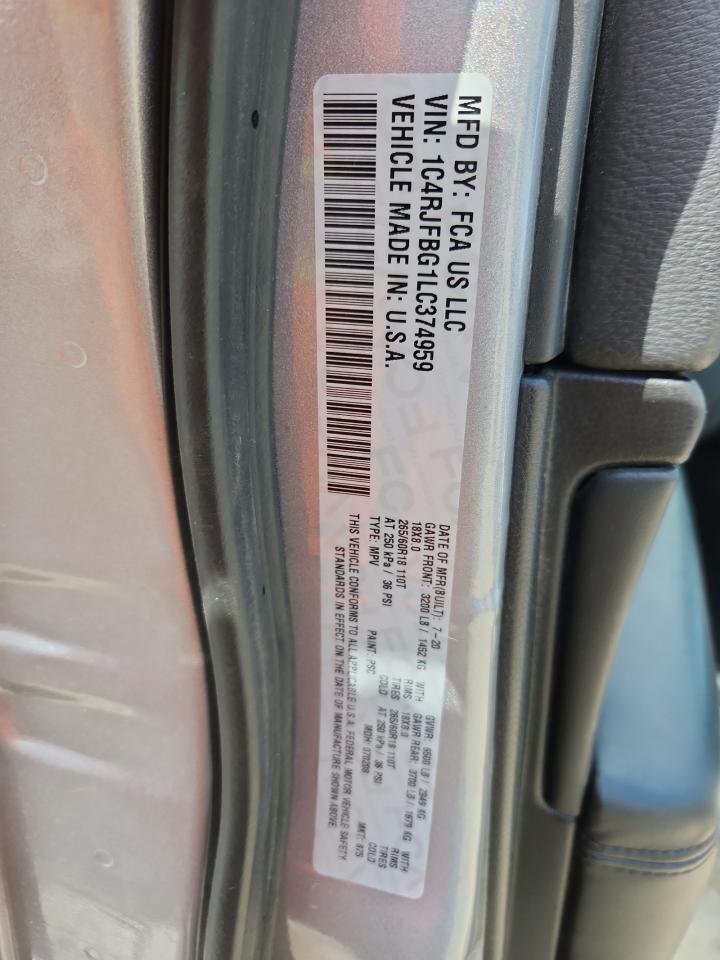 2020 Jeep Grand Cherokee Limited VIN: 1C4RJFBG1LC374959 Lot: 65208695