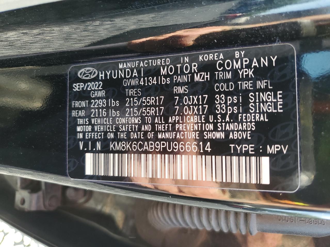 2023 Hyundai Kona Sel VIN: KM8K6CAB9PU966614 Lot: 63591605