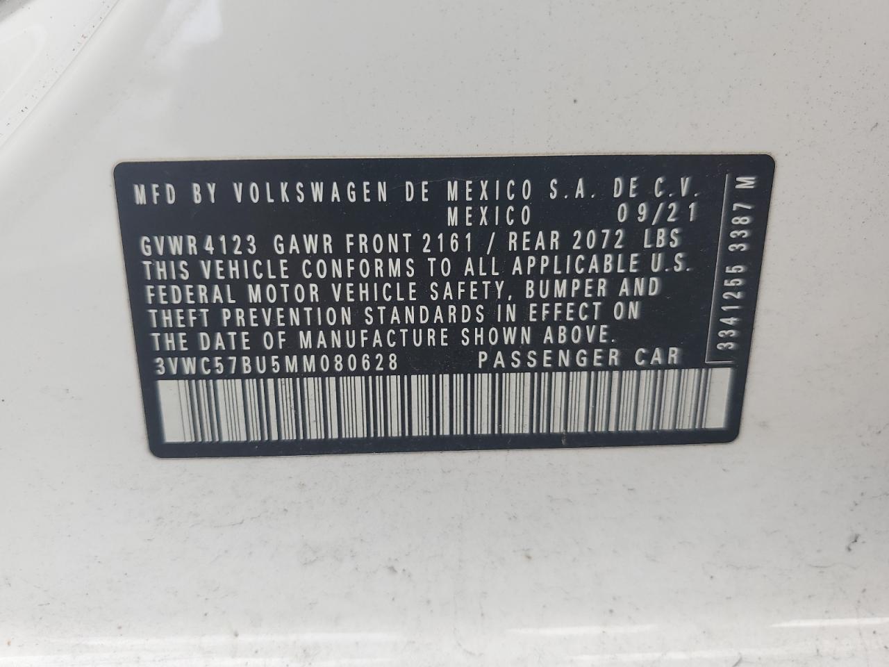 2021 Volkswagen Jetta S VIN: 3VWC57BU5MM080628 Lot: 64796585