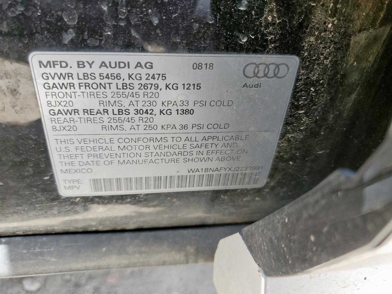 2018 Audi Q5 Premium Plus VIN: WA1BNAFYXJ2232991 Lot: 65057365