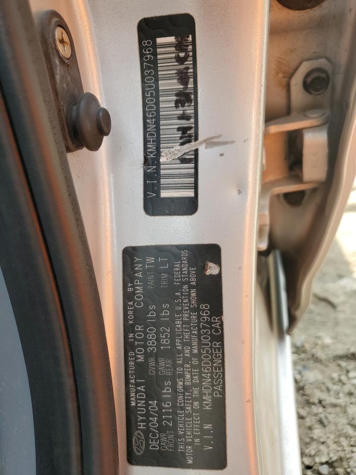 2005 Hyundai Elantra Gls VIN: KMHDN46D05U037968 Lot: 63322445