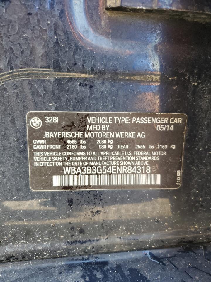 2014 BMW 328 Xi VIN: WBA3B3G54ENR84318 Lot: 64483275