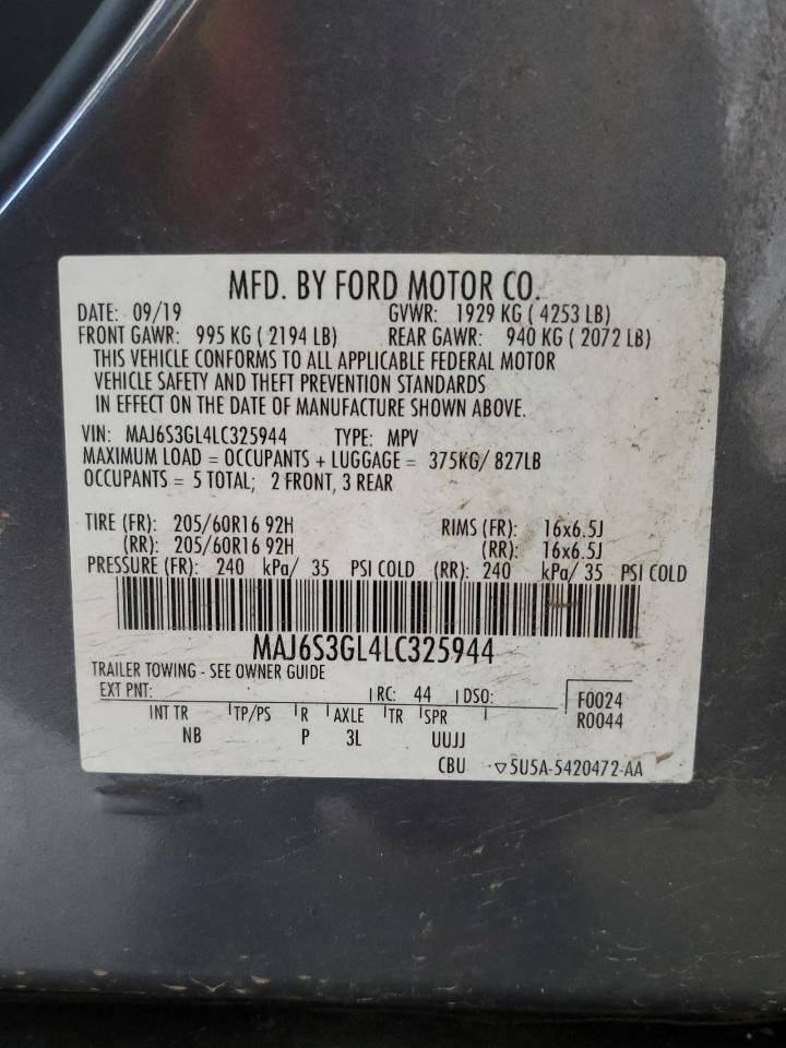 2020 Ford Ecosport Se VIN: MAJ6S3GL4LC325944 Lot: 64650215