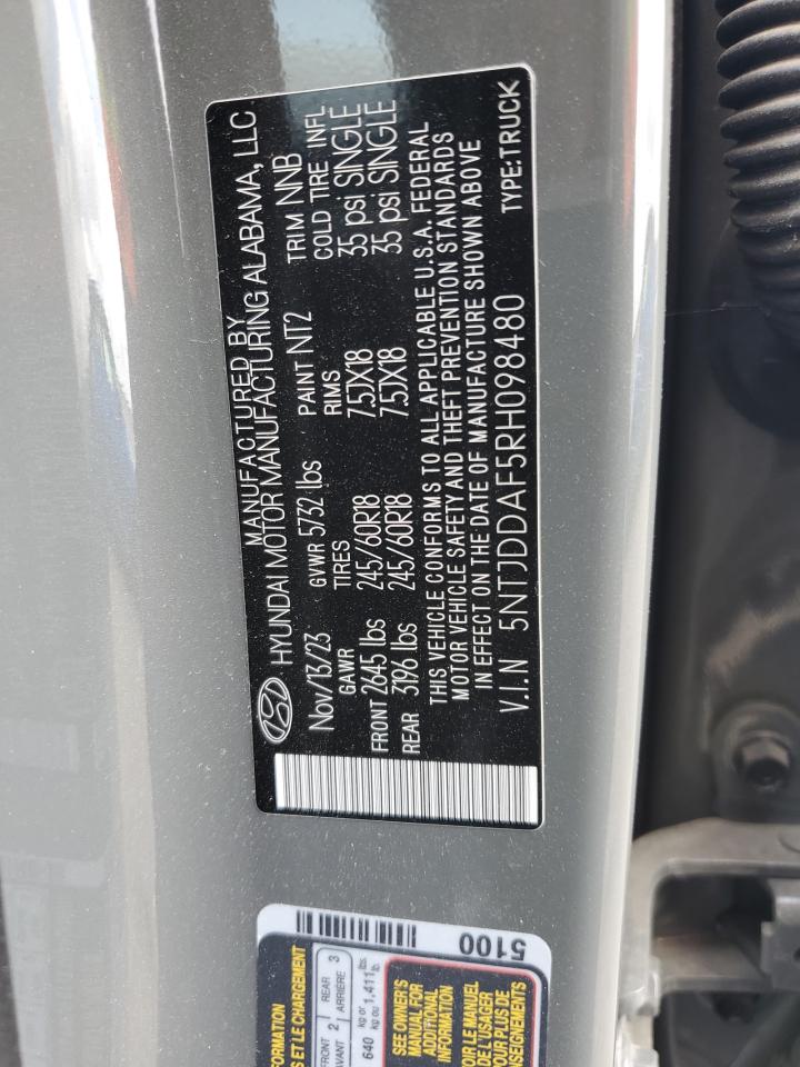 2024 Hyundai Santa Cruz Xrt VIN: 5NTJDDAF5RH098480 Lot: 64048785