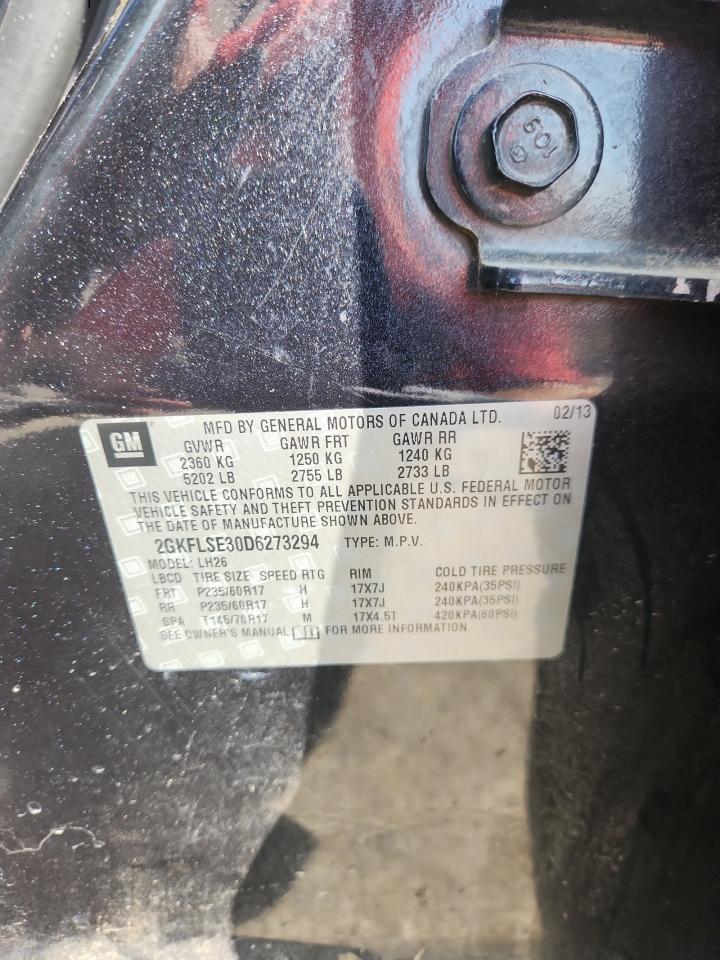 2013 GMC Terrain Sle VIN: 2GKFLSE30D6273294 Lot: 66646625