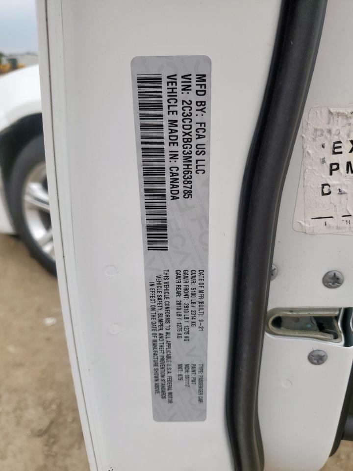 2021 Dodge Charger Sxt VIN: 2C3CDXBG3MH638785 Lot: 65627545
