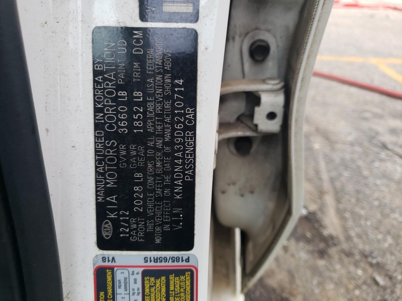 2013 Kia Rio Ex VIN: KNADN4A39D6210714 Lot: 64986265