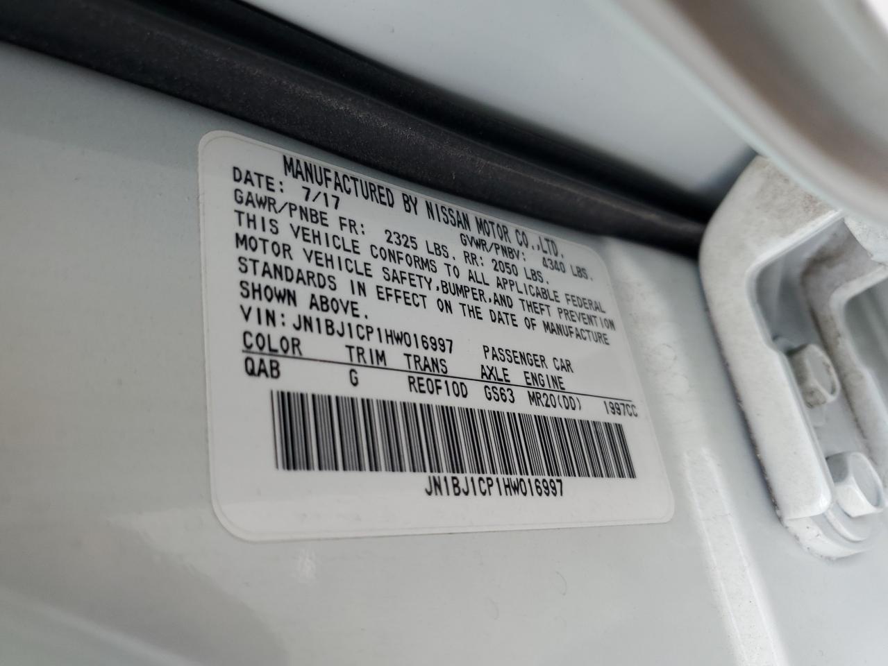 2017 Nissan Rogue Sport S VIN: JN1BJ1CP1HW016997 Lot: 65246885