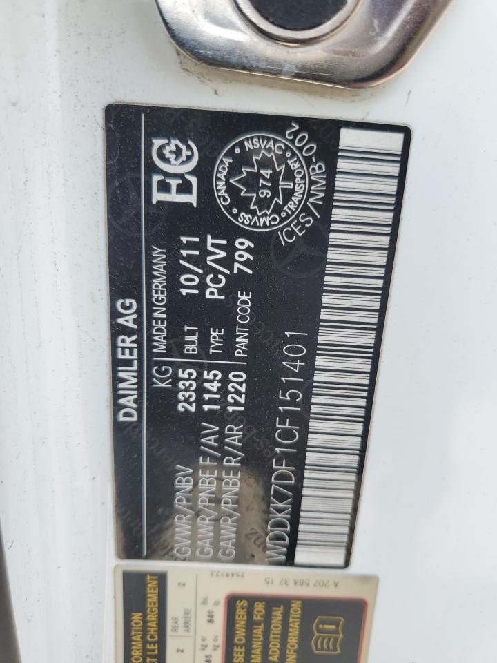 2012 Mercedes-Benz E 550 VIN: WDDKK7DF1CF151401 Lot: 65022465
