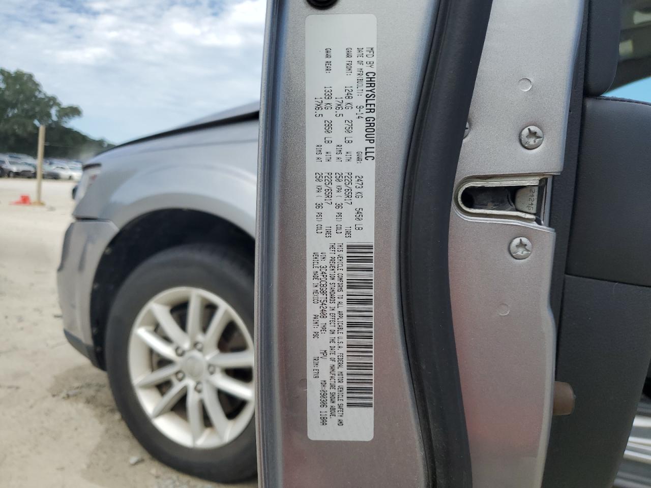 2015 Dodge Journey Sxt VIN: 3C4PDCBG8FT542408 Lot: 65480845