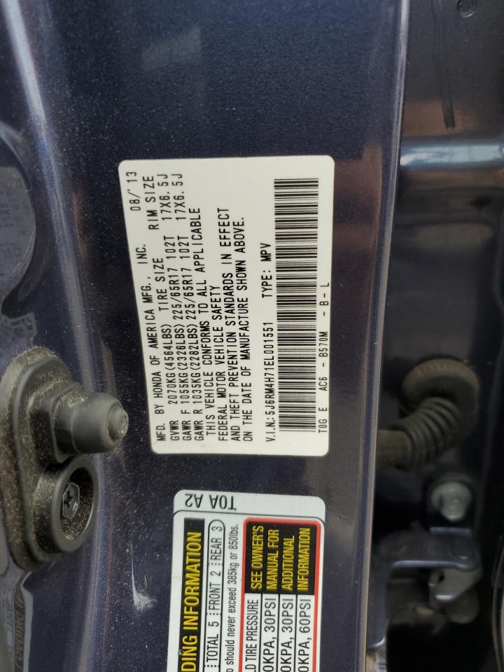 2014 Honda Cr-V Exl VIN: 5J6RM4H71EL001551 Lot: 65442165