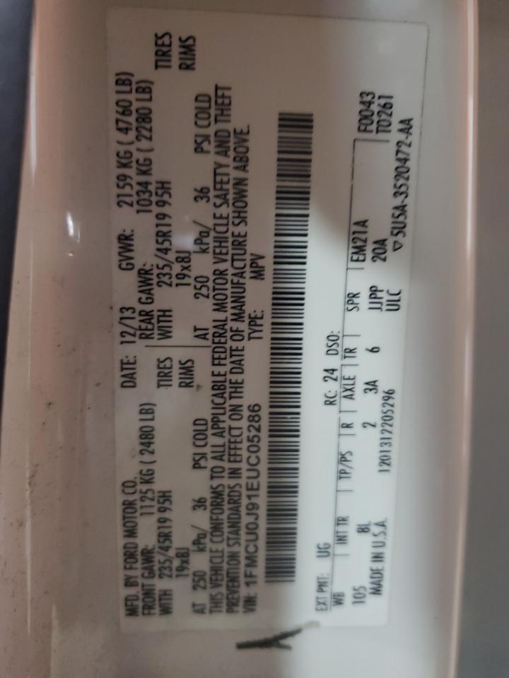 2014 Ford Escape Titanium VIN: 1FMCU0J91EUC05286 Lot: 63588675