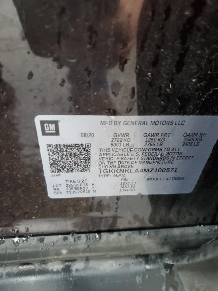 2021 GMC Acadia Sle VIN: 1GKKNKLA4MZ100571 Lot: 65277275