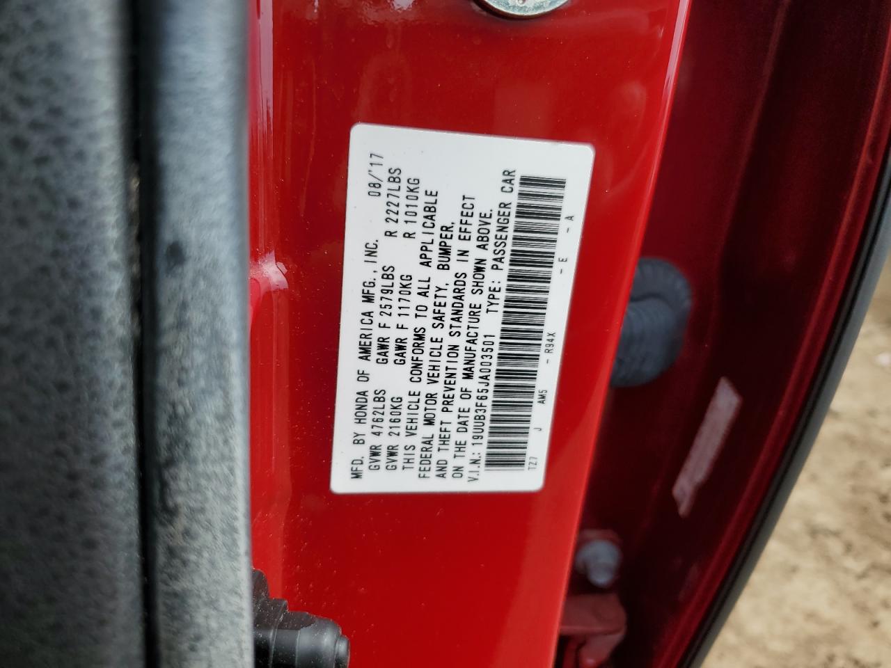 19uub3f65ja003501 19UUB3F65JA003501 2018 Acura Tlx Tech+A