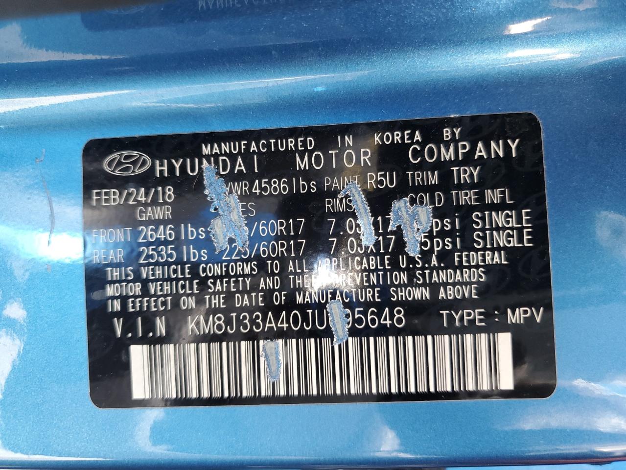 2018 Hyundai Tucson Sel VIN: KM8J33A40JU695648 Lot: 64318645