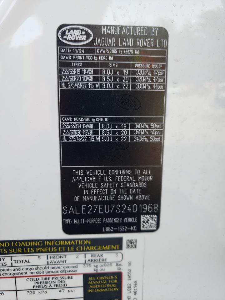 2025 Land Rover Defender 110 X-Dynamic Se VIN: SALE27EU7S2401968 Lot: 64559105