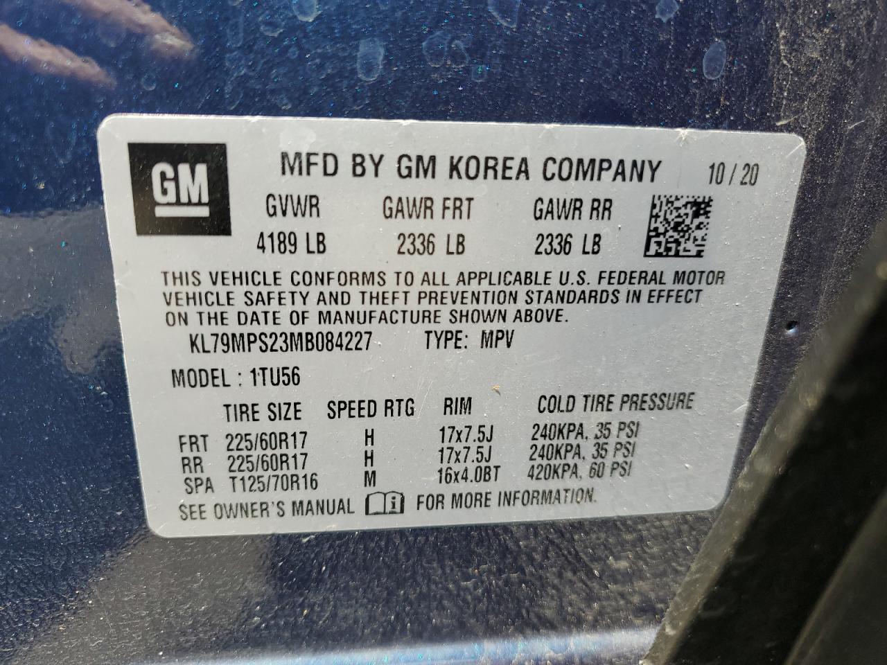 kl79mps23mb084227 KL79MPS23MB084227 2021 Chevrolet Trailblazer Lt