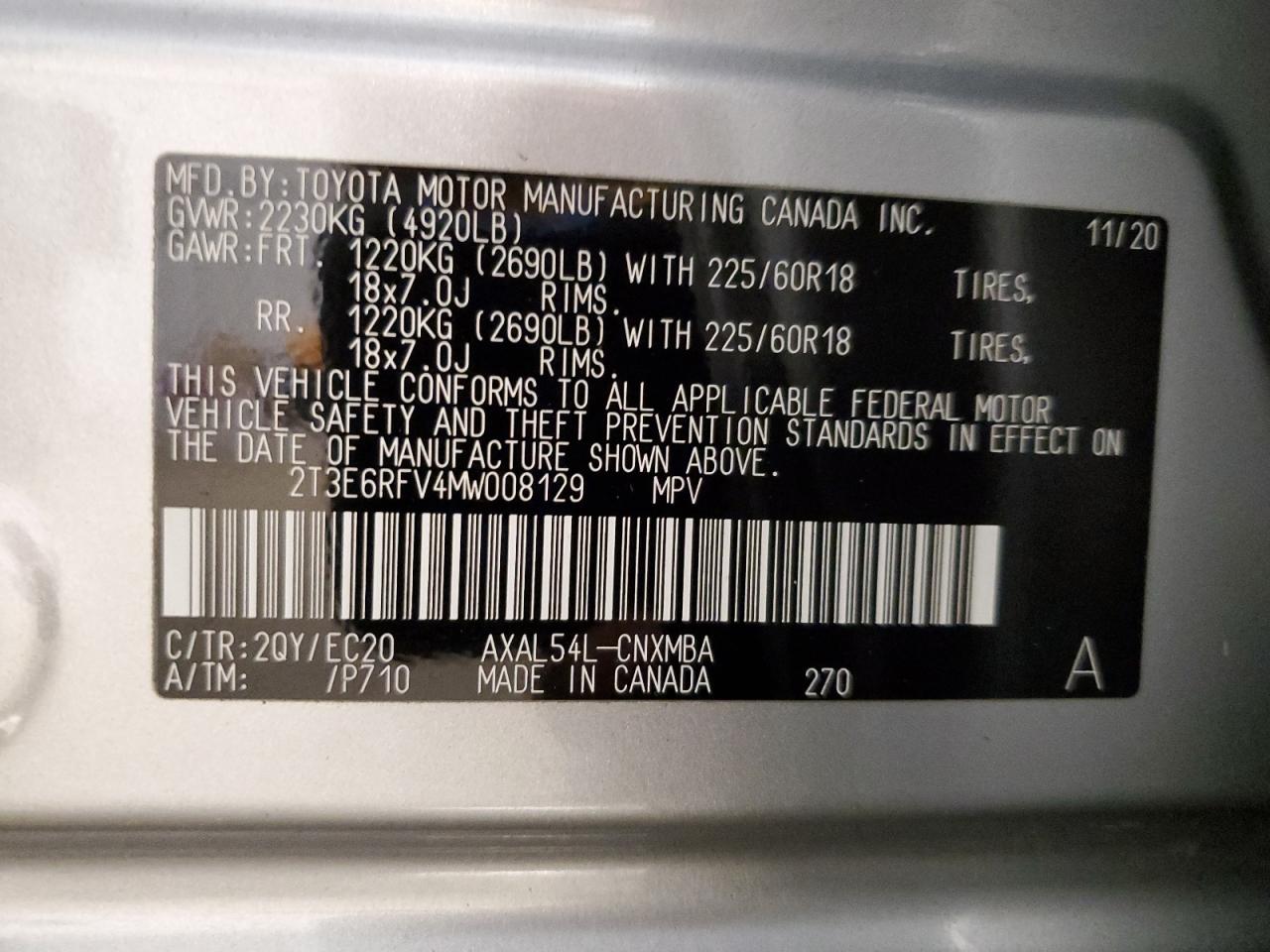 2021 Toyota Rav4 Xse VIN: 2T3E6RFV4MW008129 Lot: 67003775