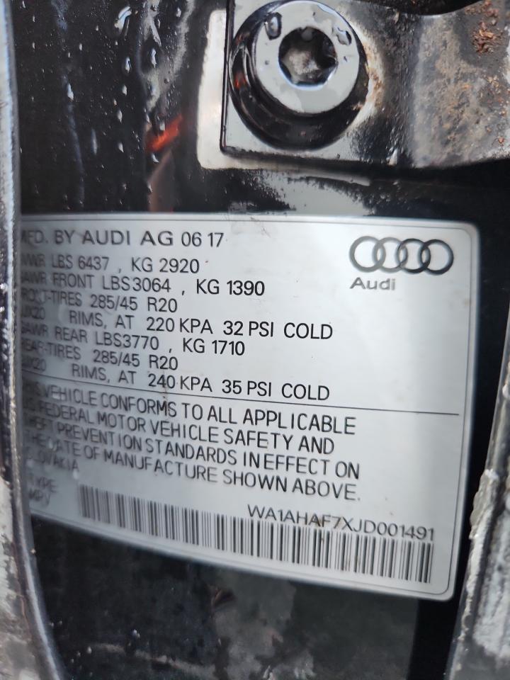 2018 Audi Q7 Premium VIN: WA1AHAF7XJD001491 Lot: 64048175