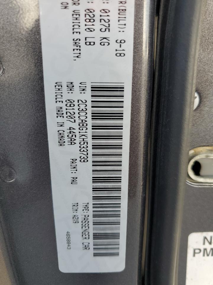 2019 Chrysler 300 S VIN: 2C3CCABG1KH533739 Lot: 64571775