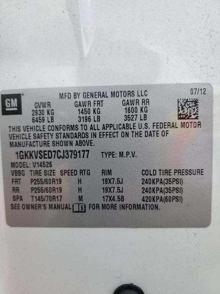 2012 GMC Acadia Slt-2 VIN: 1GKKVSED7CJ379177 Lot: 63674815