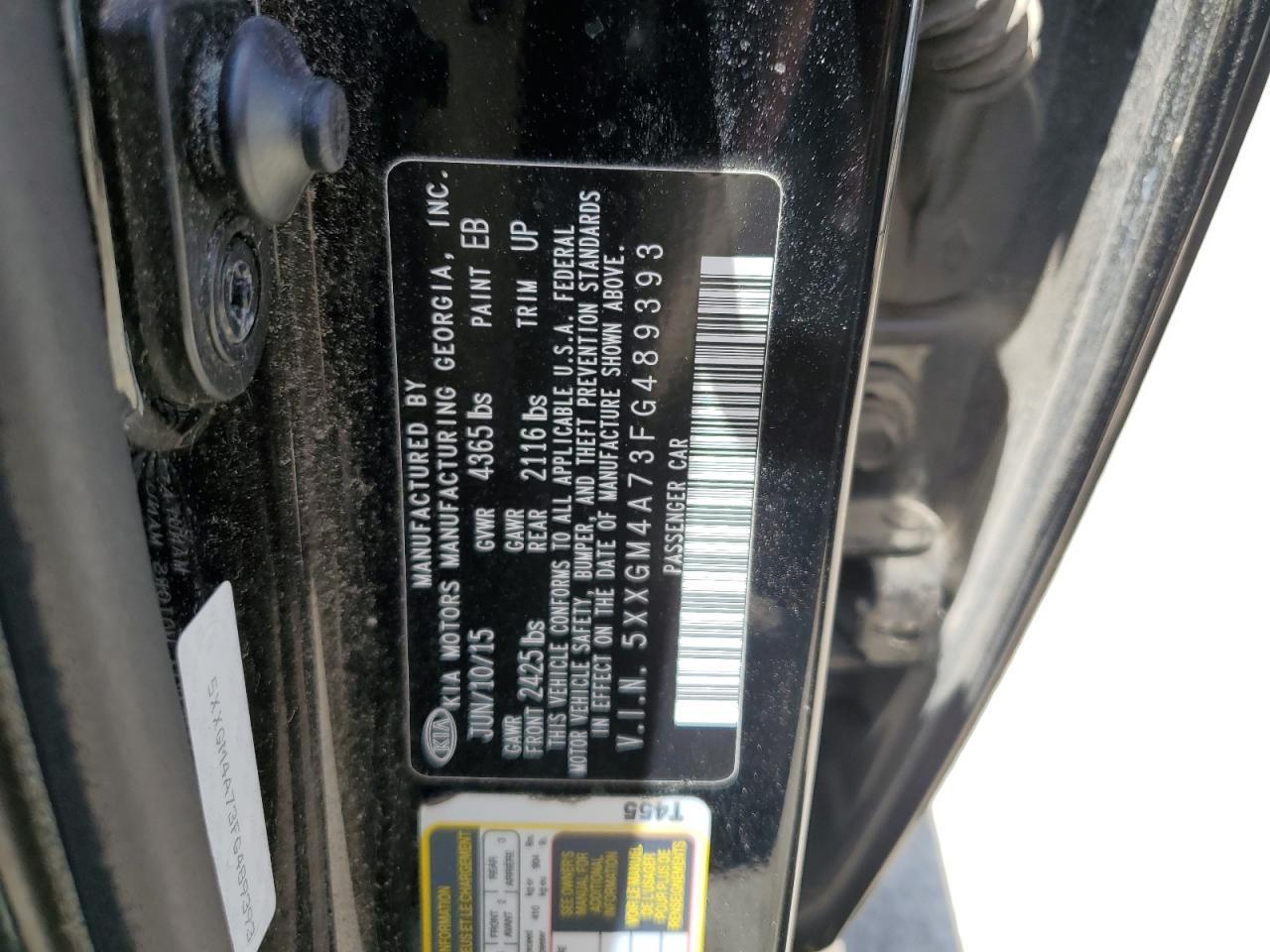 2015 Kia Optima Lx VIN: 5XXGM4A73FG489393 Lot: 62923005