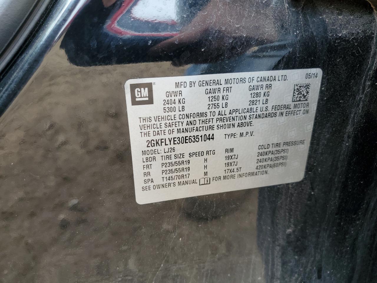 2gkflye30e6351044 2GKFLYE30E6351044 2014 GMC Terrain Slt