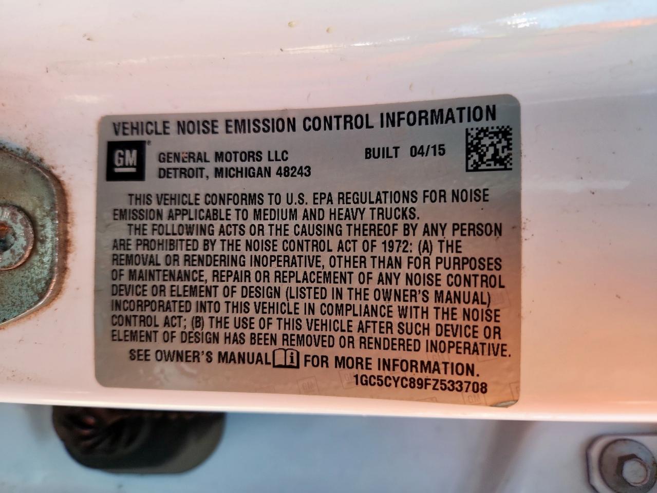 2015 Chevrolet Silverado C3500 VIN: 1GC5CYC89FZ533708 Lot: 65793415