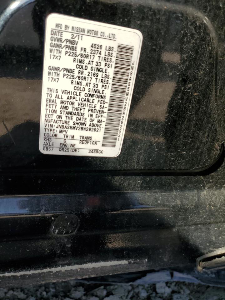 2011 Nissan Rogue S VIN: JN8AS5MV2BW292921 Lot: 64295425