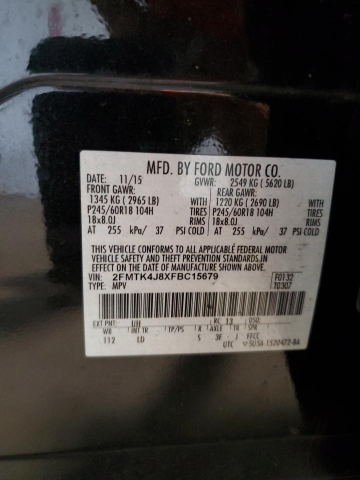 2015 Ford Edge Sel VIN: 2FMTK4J8XFBC15679 Lot: 65444835