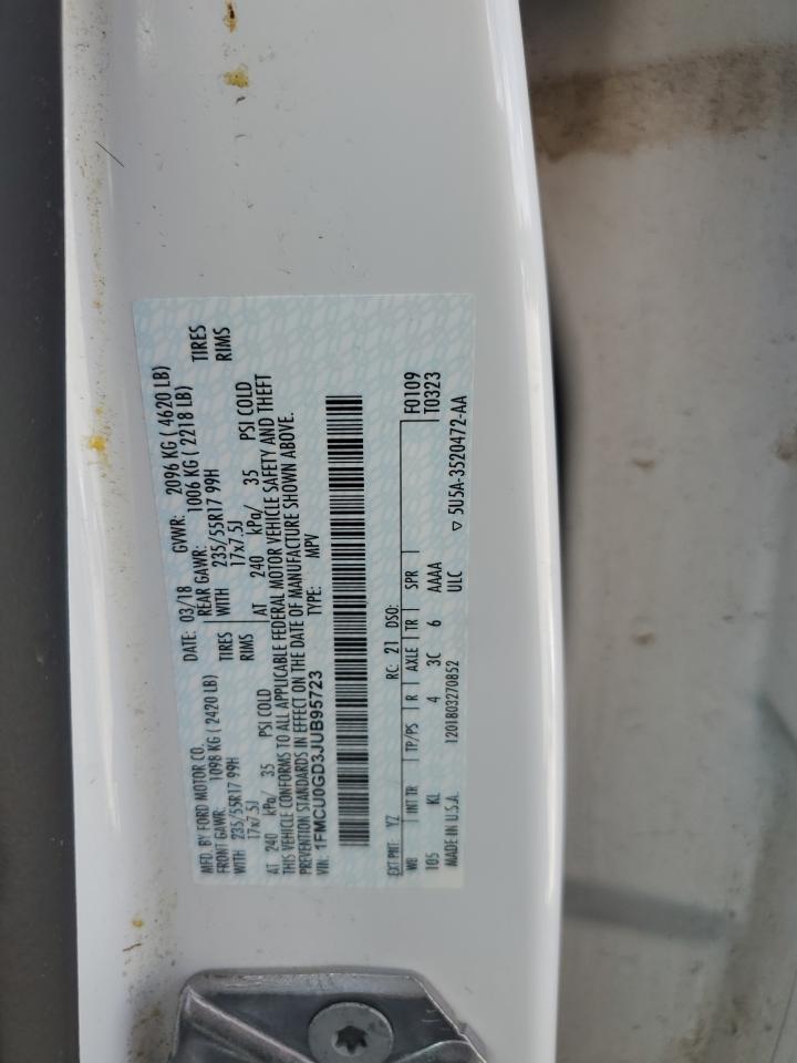 2018 Ford Escape Se VIN: 1FMCU0GD3JUB95723 Lot: 63092015