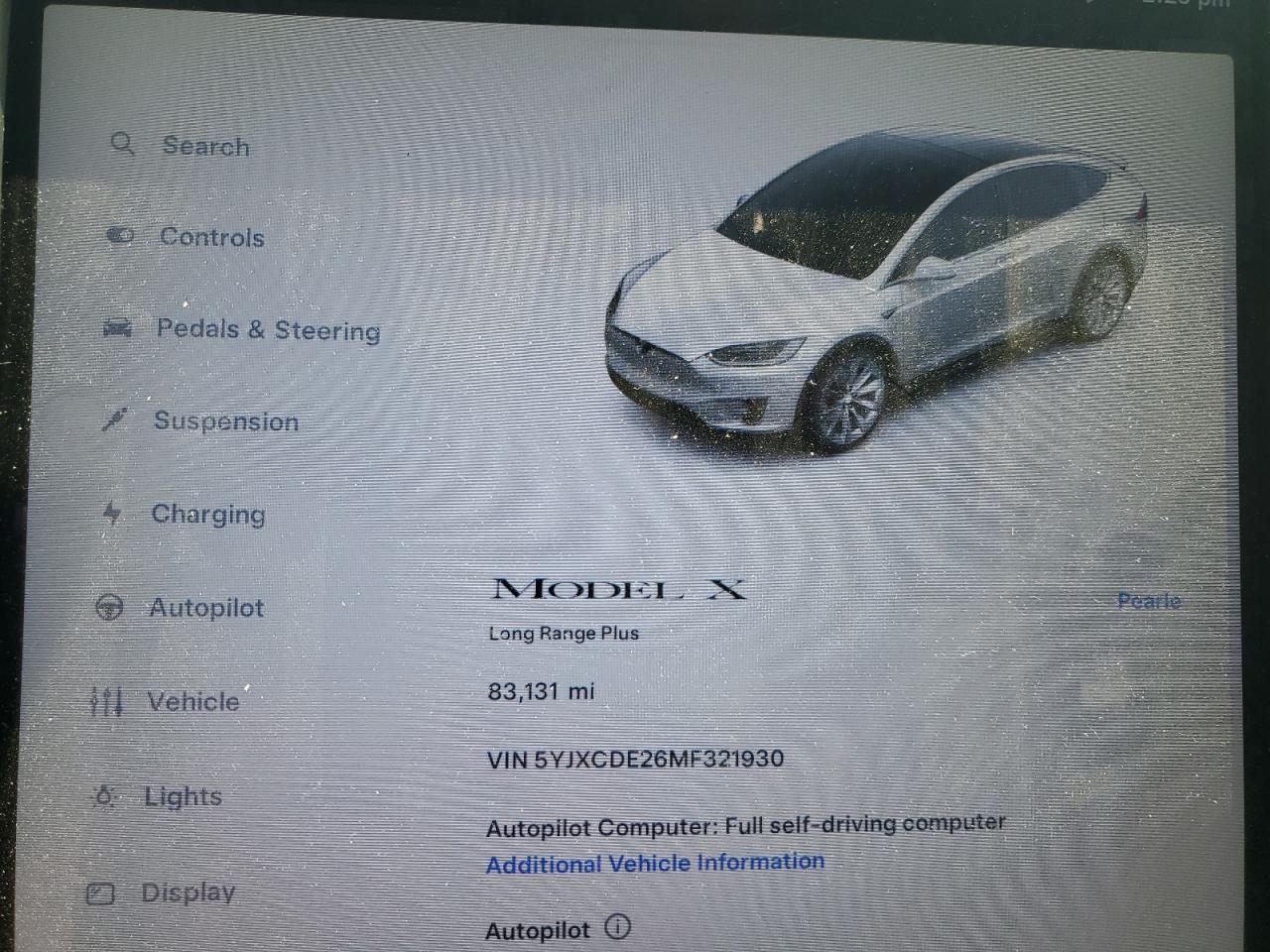 2021 Tesla Model X VIN: 5YJXCDE26MF321930 Lot: 64676215