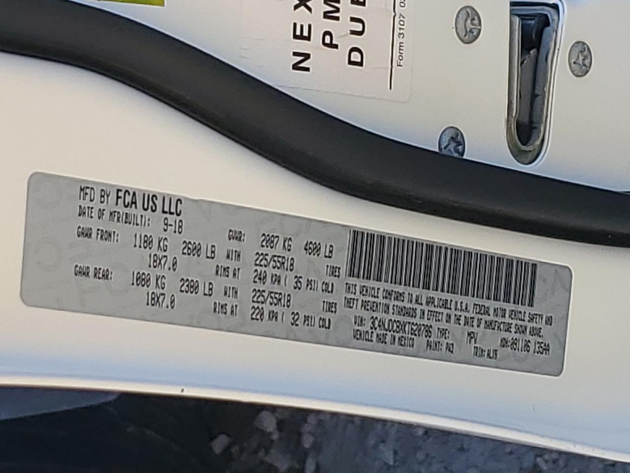 2019 Jeep Compass Limited VIN: 3C4NJDCBXKT620786 Lot: 64135535