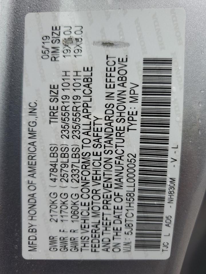 2020 Acura Rdx Technology VIN: 5J8TC1H58LL000052 Lot: 64983085
