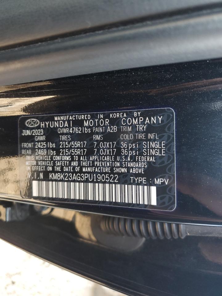 2023 Hyundai Kona Se VIN: KM8K23AG3PU190522 Lot: 65655615